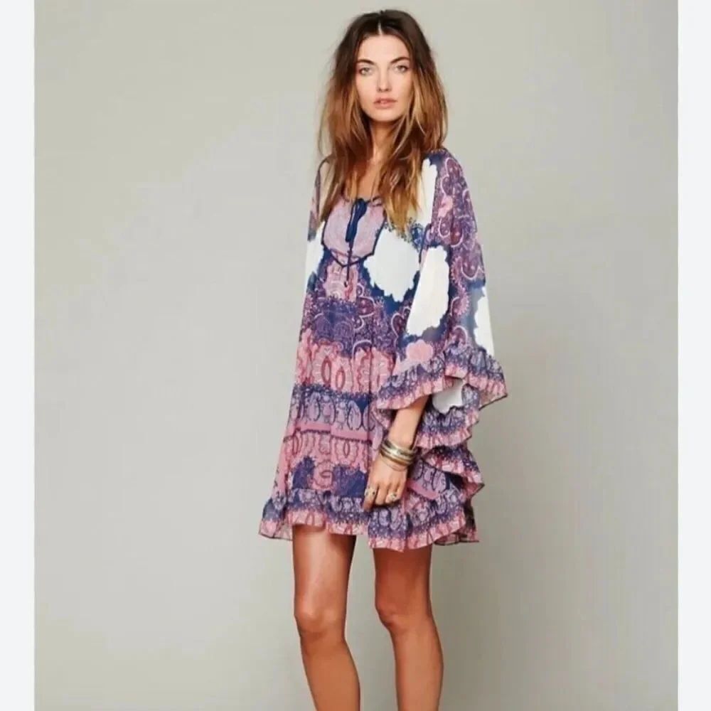 Free people Marla dreams butterfly poncho dress sz xs euc